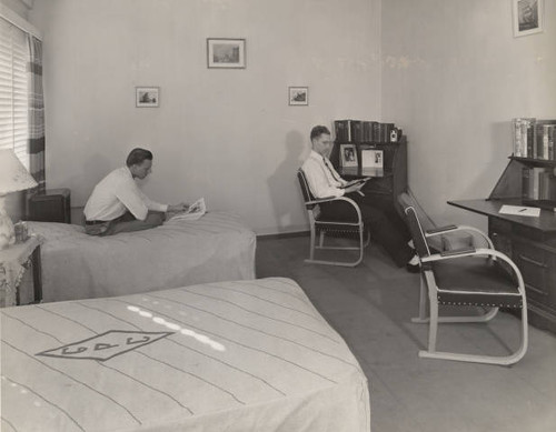 Interior dorm room of Baxter Hall at George Pepperdine College, circa 1938