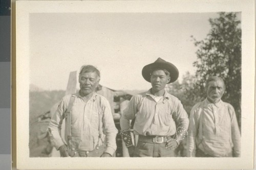 Three men; Salt Flat, Trinity River; August 1918; 4 prints