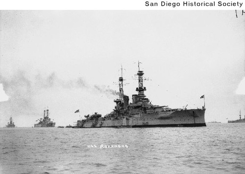 The battleship USS Arkansas in San Diego Bay