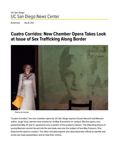 Cuatro Corridos: New Chamber Opera Takes Look at Issue of Sex Trafficking Along Border