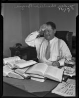 Judge Charles L. Brogue in his office, Los Angeles, 1935