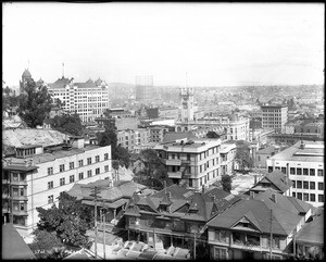 Panoramic view of downtown Los Angeles from the Melrose Hotel, ca.1914