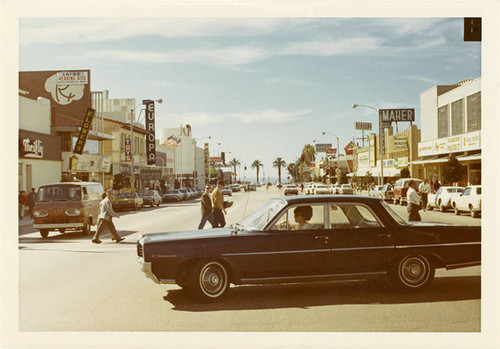 Wilshire Blvd. looking west from Fourth Street on February 14, 1970