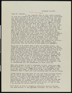 Floyd B. Logan, letter, 1937-11-28, to Hamlin Garland