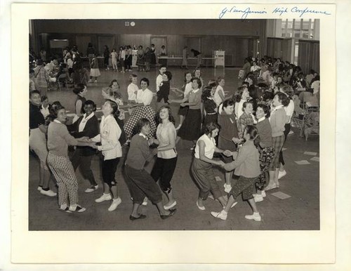 Junior high school girls dancing at a Y-Teen conference