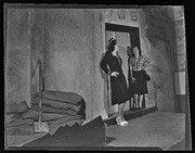 Two women in scene from stage play, "Bury the Dead," California Labor School
