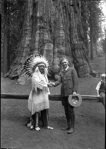 Historic Individuals, Thunderbird Chief from Cheyenne Wyoming at Sherman Tree, with Col. John R. White