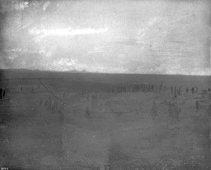 View of a Hopi Indian tribe performing the Oraibi Corn Stalk Scuffle(?), ca.1900
