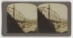[View of railroad bridge over river, near view]