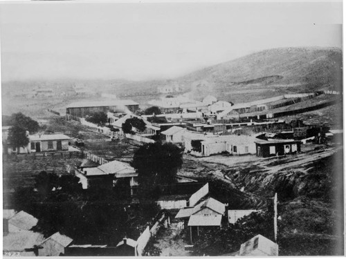 Broadway South from Court House Hill, Los Angeles, 1860