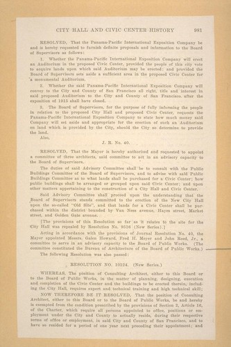 [Page 981 from 1915-16 San Francisco Municipal Report, "City Hall and Civic Center History."]