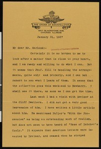 George Steele Seymour, letter, 1937-01-31, to Hamlin Garland