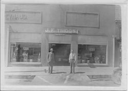 J. F. Triggs and son Delbert "Deb" Triggs at the J. F. Triggs Auto Parts store at 130 South Main Street Sebastopol, 1930s