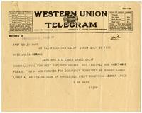 Telegram from H. De Mari to Julia Morgan, July 22, 1922