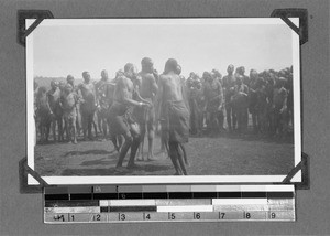 Dancing young men, Nyasa, Tanzania, ca.1929-1930