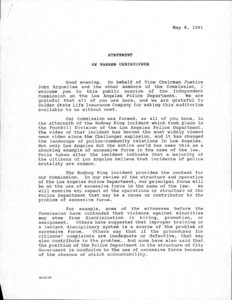 Press release, Christopher statement, 1991-05-08