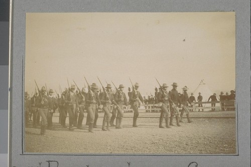 Troops of the Second Phillipine Expedition breaking camp. 23rd Regulars leaving camp