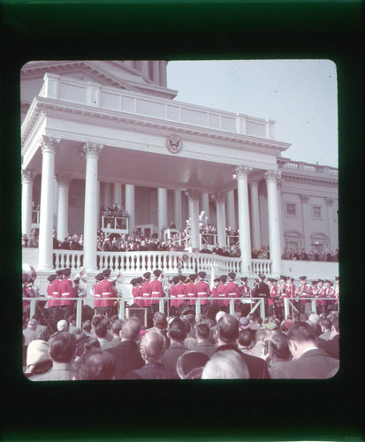 Richard Nixon being sworn in during 1953 Eisenhower inauguration