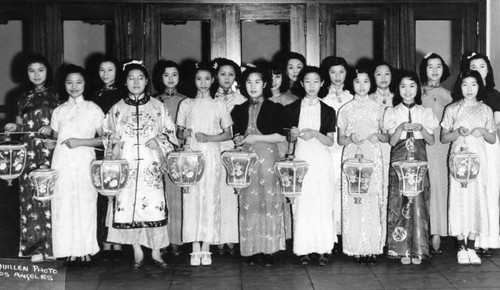 Girls holding Chinese lanterns
