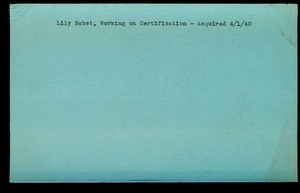 WPA household census employee document for Lily Babst, Los Angeles