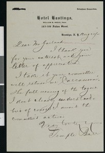 Temple Barr, letter, 1911-08-22, to Hamlin Garland