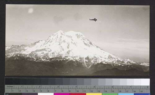 Mount Rainier and airplane
