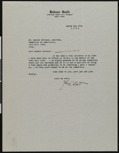 John Lovejoy Elliott, letter, 1926-03-17, to Hamlin Garland