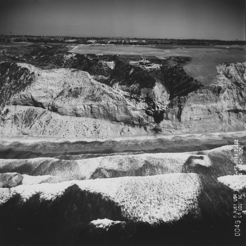 Aerial view of the beach and cliffs just north of Scripps Institution of Oceanography. September 16, 1954