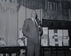 Oscar A. Hallberg speaking at an unidentified gathering