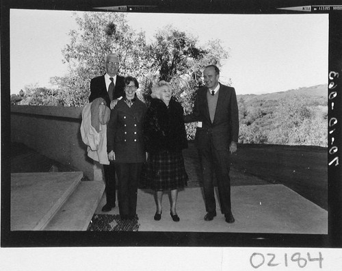 Paul Scherer, Mary Sandage, Margaret Hale Scherer and Allan Sandage outside the Oscar G. Mayer memorial building, Palomar Observatory