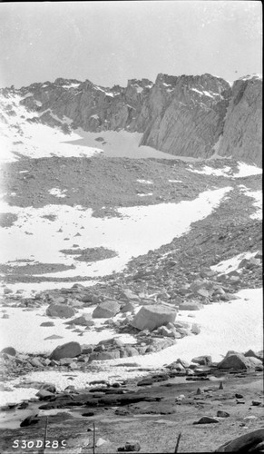 Misc. Divides, Telus Slopes, east side at the ridge, Whitney Pass to Scenic Pass. Left panel of a two panel panorama