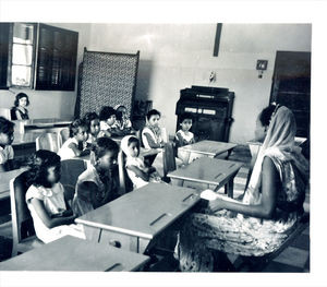 1. grade at the girls school in Aden, Arabia. Photo used 1961