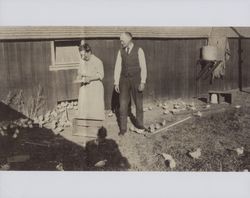 Henry Plummer and Maude Plummer at their dairy, Chileno Valley, Petaluma, California, in the 1920s