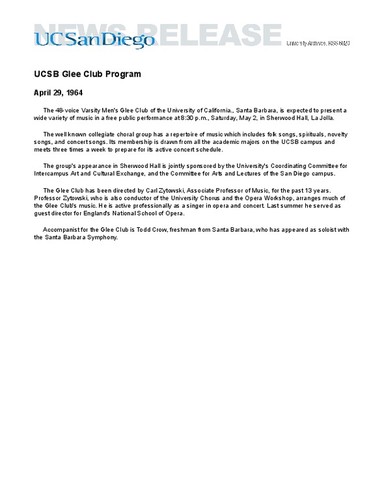 UCSB Glee Club Program