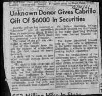 Unknown donor gives Cabrillo gift of $6,000 in securities