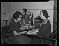 Mrs. Beatrice Carson and Miss Sarah Robin at the Braille Institute of America, Los Angeles, 1936