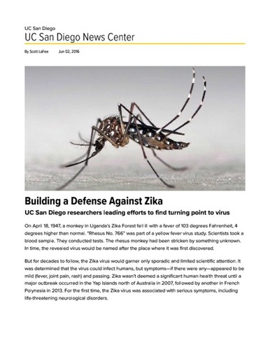 Building a Defense Against Zika