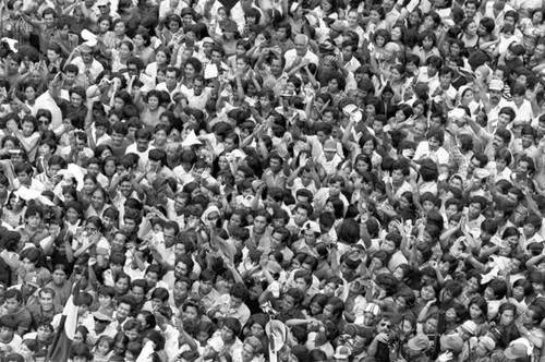Aerial view of a mass rally, Managua, 1979