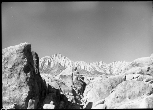Owens Valley, Misc. Peaks, Mount Whitney from Alabama Hills, Lone Pine Peak to the left