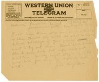 Telegram from Julia Morgan to William Randolph Hearst, December 1926