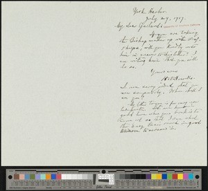 William Dean Howells, letter, 1917-07-29, to Hamlin Garland