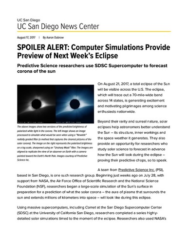 SPOILER ALERT: Computer Simulations Provide Preview of Next Week’s Eclipse