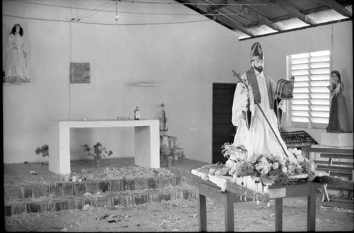 Staute of San Basilio inside the church, San Basilio de Palenque, 1975