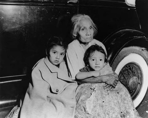 Destitute grandmother with children, Los Angeles