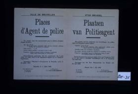 Ville de Bruxelles. Places d'agent de police ... Bruxelles, le 1er juillet 1946
