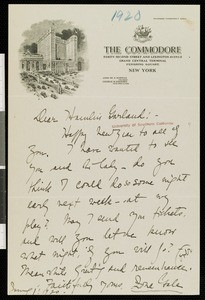 Zona Gale, letter, 1920-01-01, to Hamlin Garland