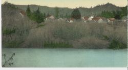 Panorama of Guerneville across Russian River with a view of Russian River