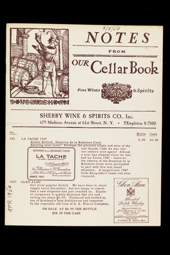 Notes from our Cellar Book 1954