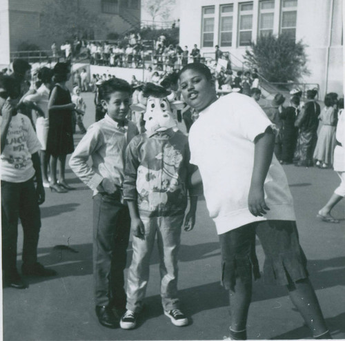 Joe Ramirez and friends at the Malabar Street Elementary School Halloween Parade, Boyle Heights, California