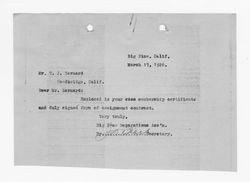 Letter from Big Pine Reparations Association to H. J. Bernard